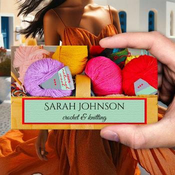 Small Colorful Crochet And Knitting Wool Business Card Front View