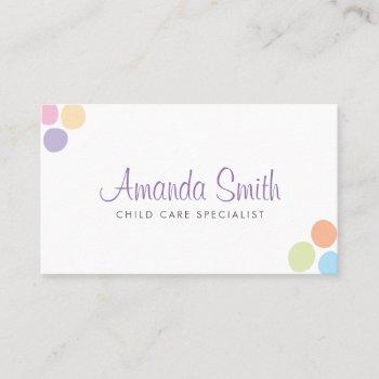 colorful dots child care babysitting business card
