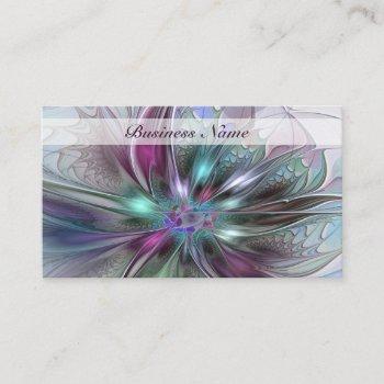 colorful fantasy abstract modern fractal flower business card