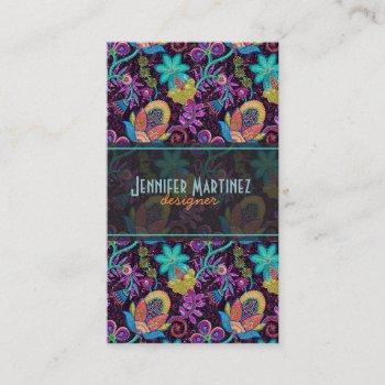 colorful glass beads look retro floral design business card