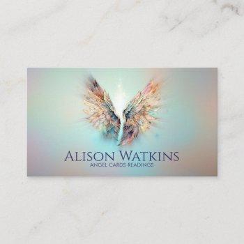 colorful glowing angel wings   business card