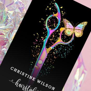 colorful hairdresser scissors butterfly business card