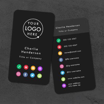 colorful icons | social media modern logo black business card
