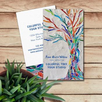 colorful mosaic tree yoga studio business card