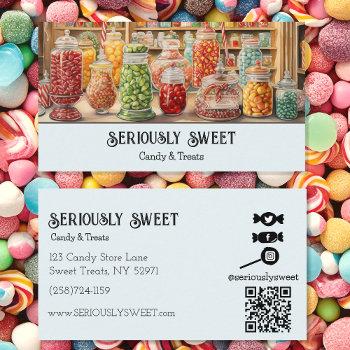 colorful nostalgic candy shop sweets store business card