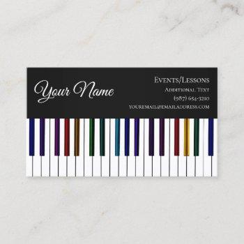 colorful piano keyboard- teacher songwriter band business card
