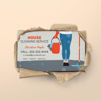 colorful retro cleaning service business card