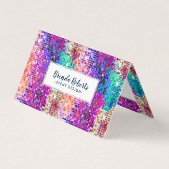 colorful sparkling disco glitter business card