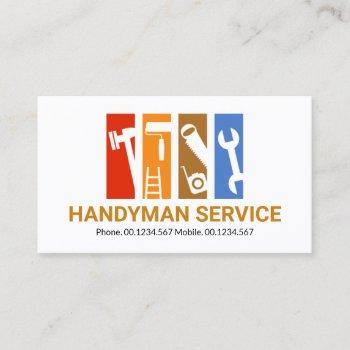 colorful stripes handyman tools remodeling  business card