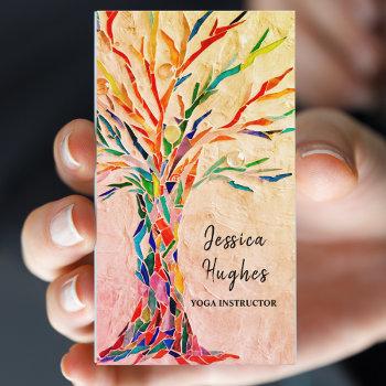 colorful tree yoga instructor business card