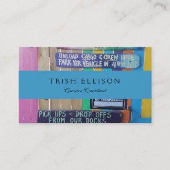 colorful welcome island sign carribean business card
