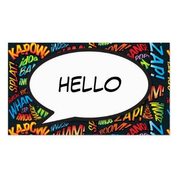 Small Comic Book Pop Art Hello Business Card Front View