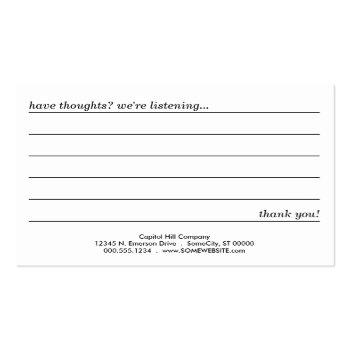 Small Comment Card Front View