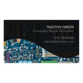 Small Computer Repair Specialist Mother Board Circuits Business Card Front View