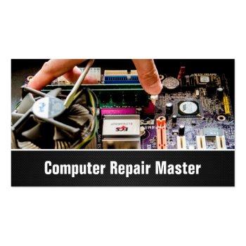 Small Computer Repair Technician Pc Motherboard Photo Business Card Front View