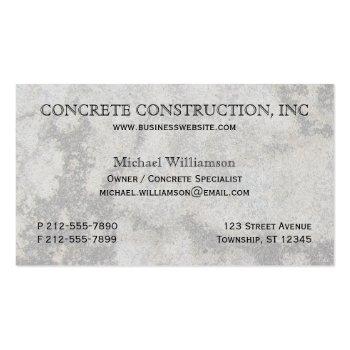 Small Concrete Specialist Business Cards Front View