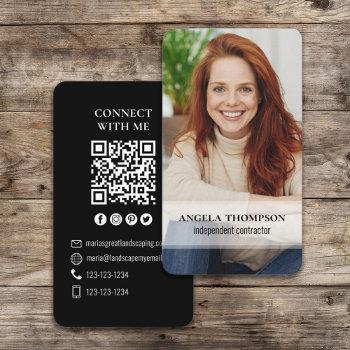 connect with me | qr code simple modern photo pink business card
