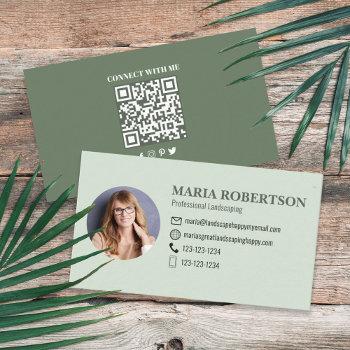 connect with me | qr code social media palm leaves business card