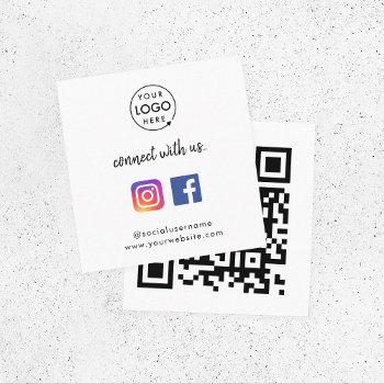 connect with us instagram facebook social media qr square business card