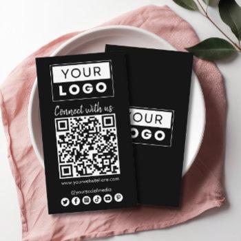 connect with us social media qr code black business card