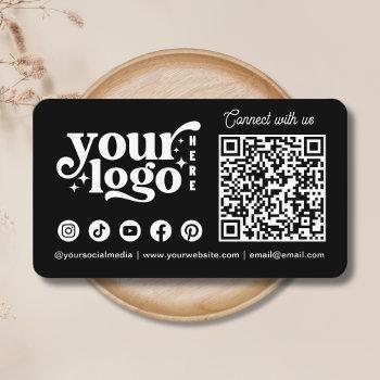 connect with us social media qr code black business card