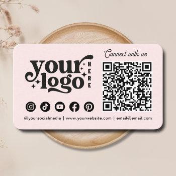 connect with us social media qr code pink business card