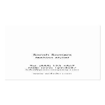 Small Consignment Boutique Shop  , Fashion Model  Business Card Back View