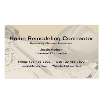 Small Construction And Remodeling Contractor Business Card Front View