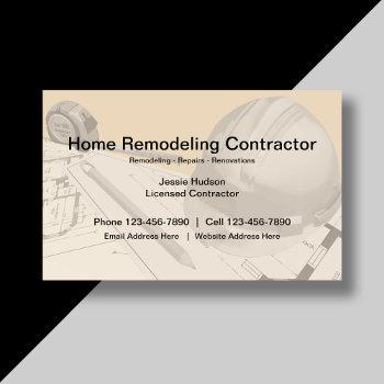 construction and remodeling contractor business card