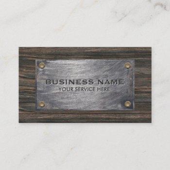 construction builder wood & metal professional business card