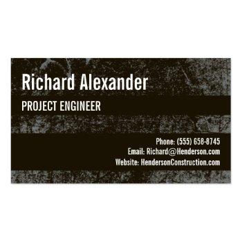 Small Construction Business Cards Dark Concrete Back View