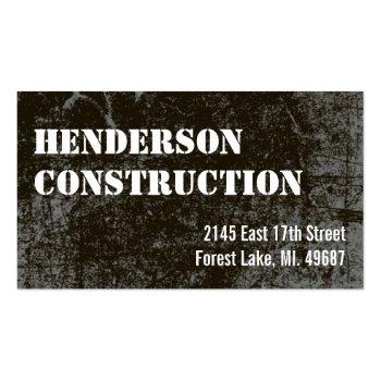 Small Construction Business Cards Dark Concrete Front View