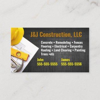 construction company business card