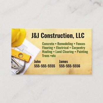 construction company business card