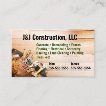 construction company tool belt business card