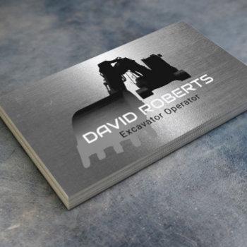 construction excavator plant operator faux metal business card