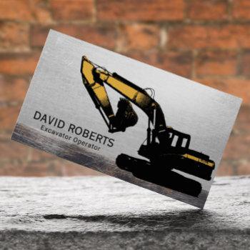 construction excavator plant operator metal business card
