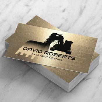 construction excavator plant operator modern gold business card