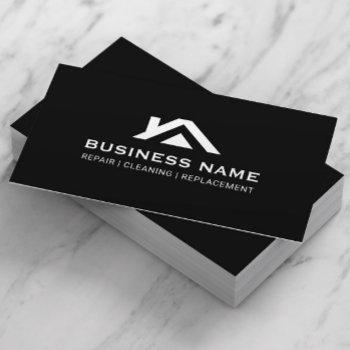 construction house roof logo real estate black business card