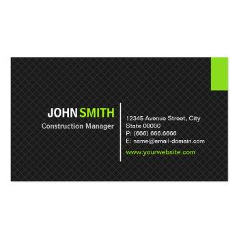 Small Construction Manager - Modern Twill Grid Business Card Front View