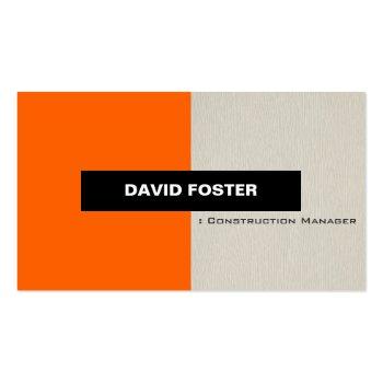 Small Construction Manager - Simple Elegant Stylish Business Card Front View