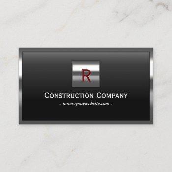 construction metal framed monogram professional business card