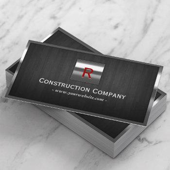 construction metal & wood monogram professional business card