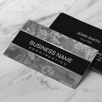 construction modern black & white marble texture business card