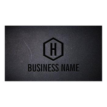 Small Construction Monogram Modern Black Professional Business Card Front View