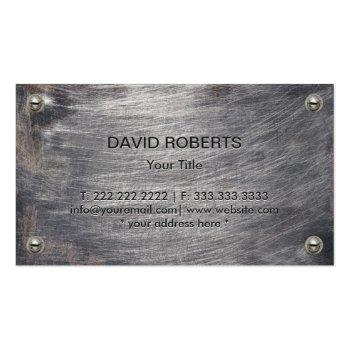 Small Construction Monogram Steel Logo Grunge Metal Business Card Back View