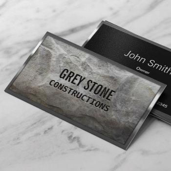 construction professional metal & stone modern business card