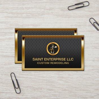 construction remodeling custom gold logo metallic business card