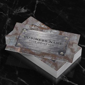 construction rusty metal plate professional business card