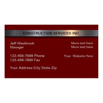 Small Construction Services Metallic Banner Modern Business Card Front View